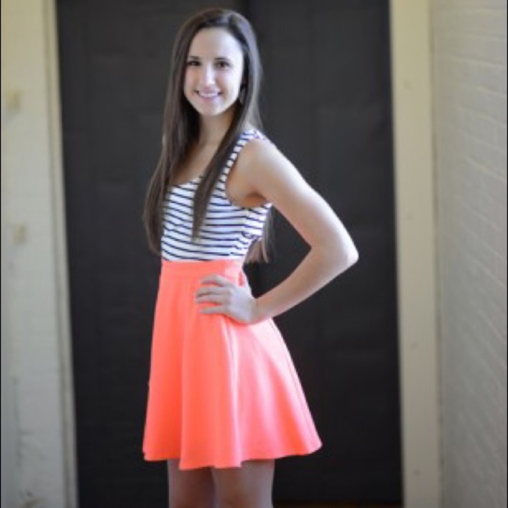 Bright orange and striped dress
